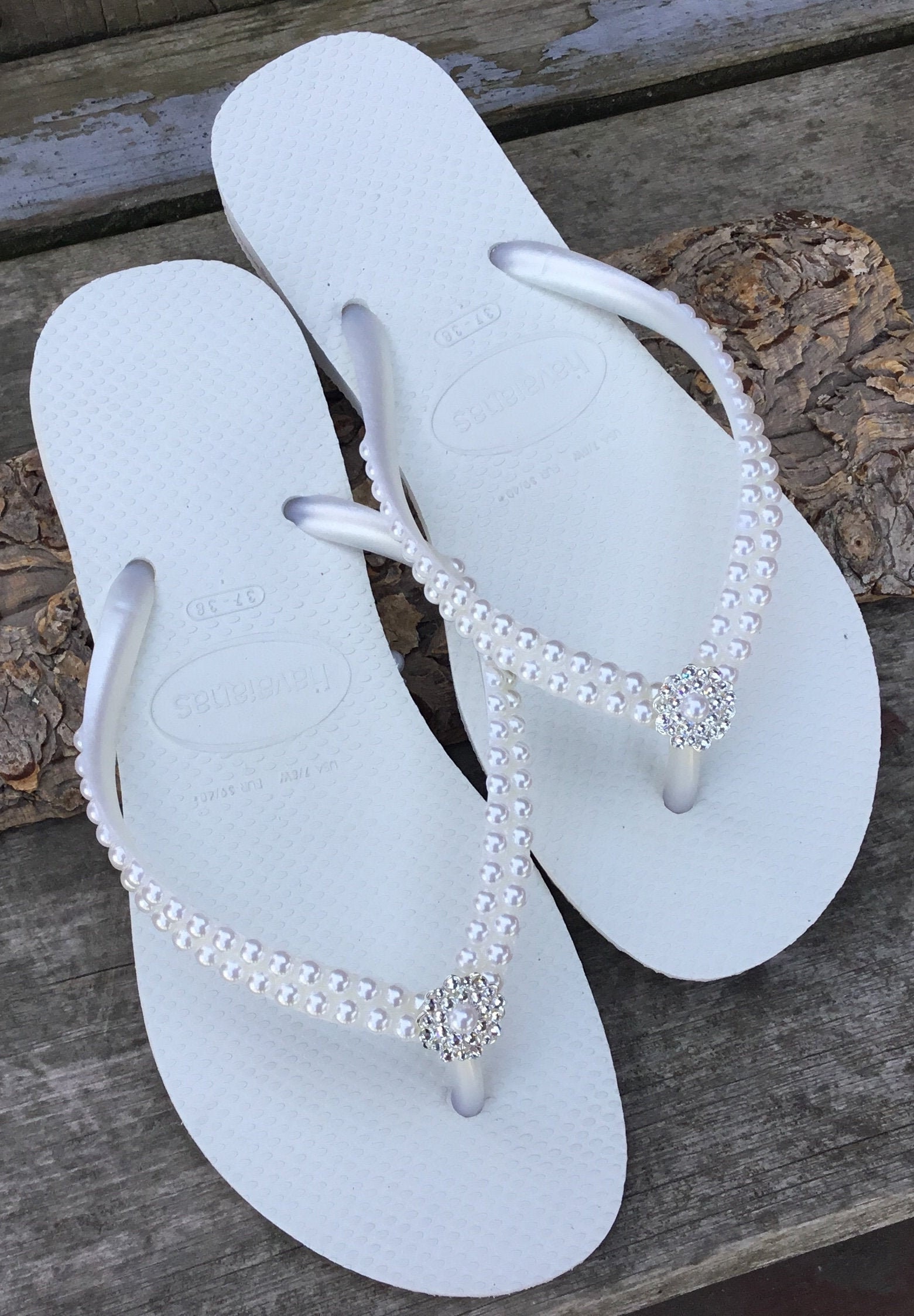 White Pearl Havaianas Slim Flip Flops 