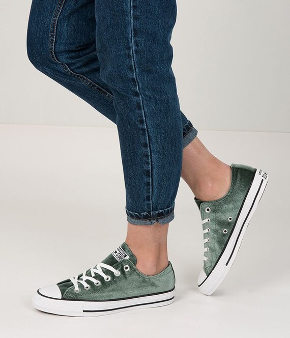 Etsy Verde Crush Top Converse Di Velour Foresta Velluto Smeraldo RwqPax7