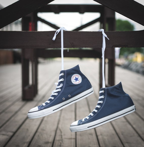 navy blue converse high tops