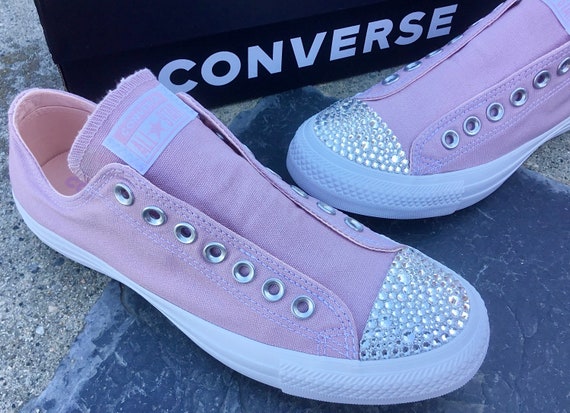 womens pink slip on converse