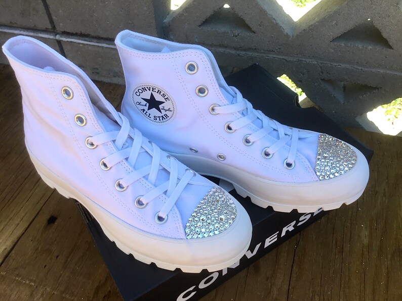 White Boot Platform Converse Canvas Wedge High Top Lugged Club | Etsy