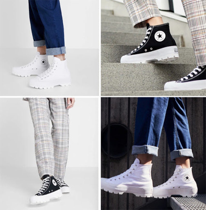 White Boot Platform Converse Canvas Wedge High Top Lugged Club | Etsy