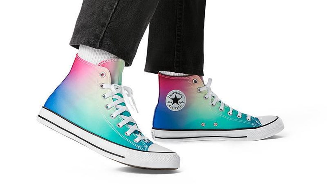 Tie Dye Converse Crystal High Tops Blue Teal Pink Rainbow | Etsy