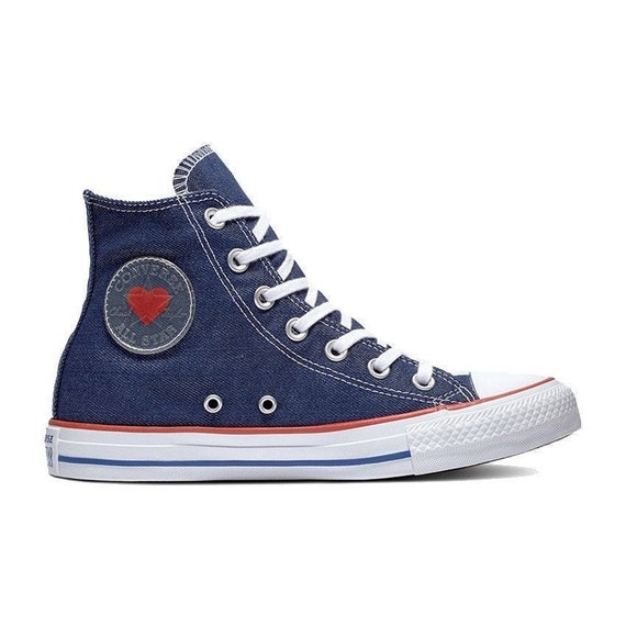 blue converse with heart