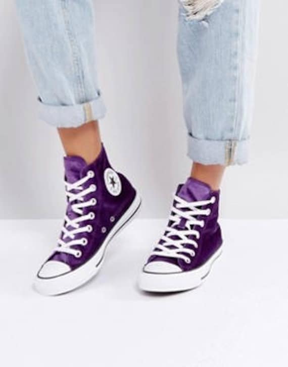 purple converse high tops womens