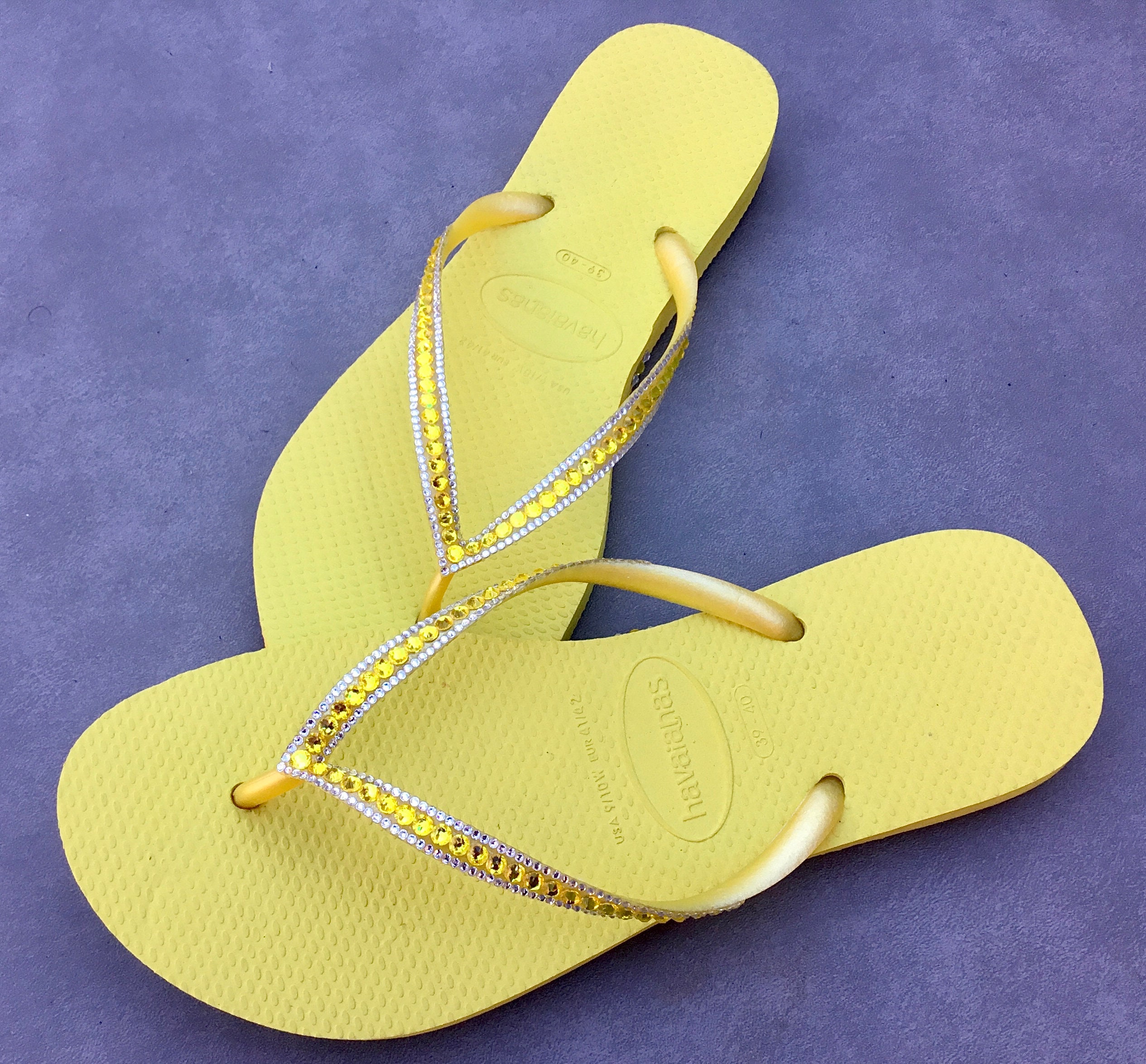 pale yellow flip flops