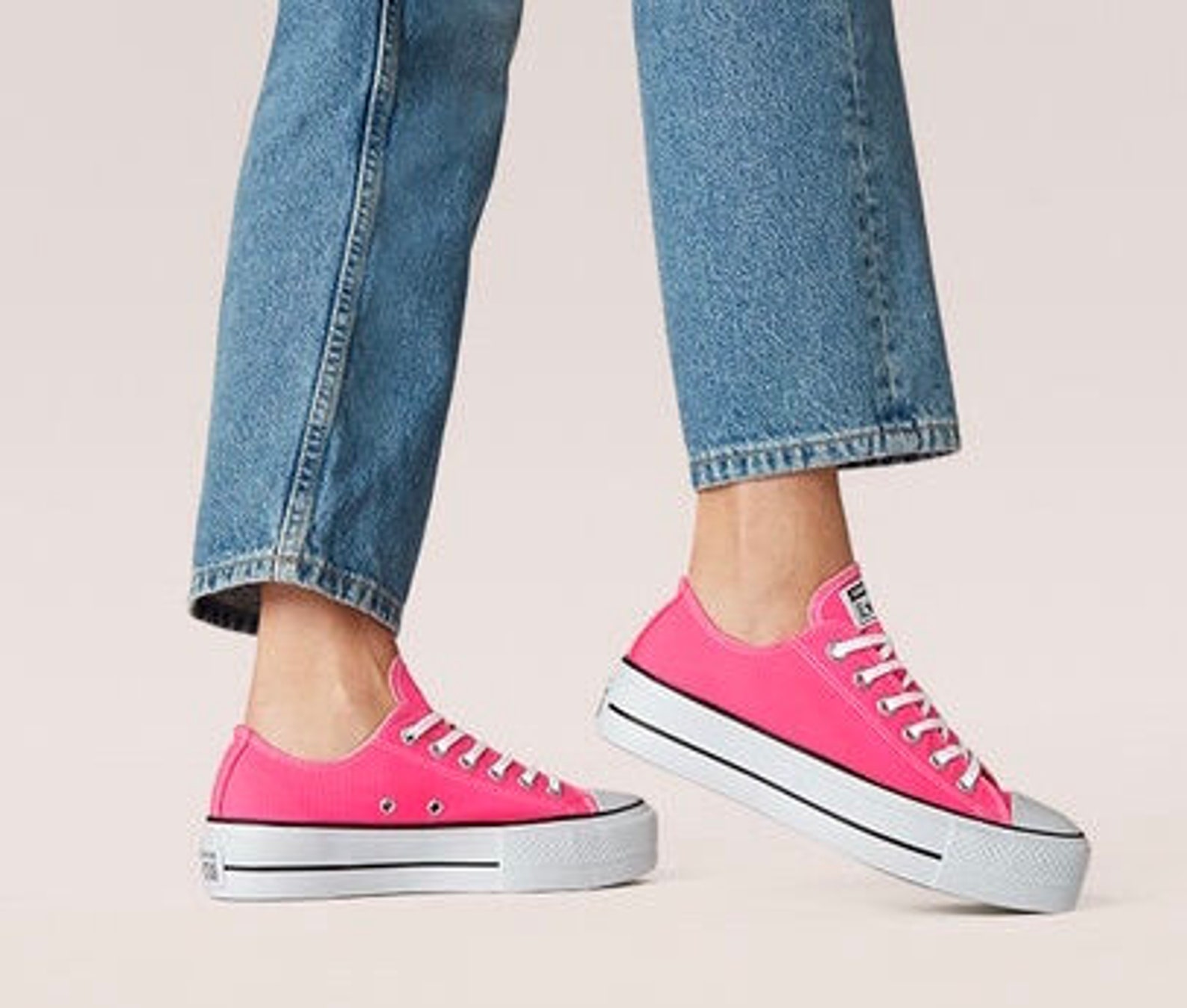 Hot Pink Converse 1.5 Platform lift heel wedge Light Rose Low | Etsy