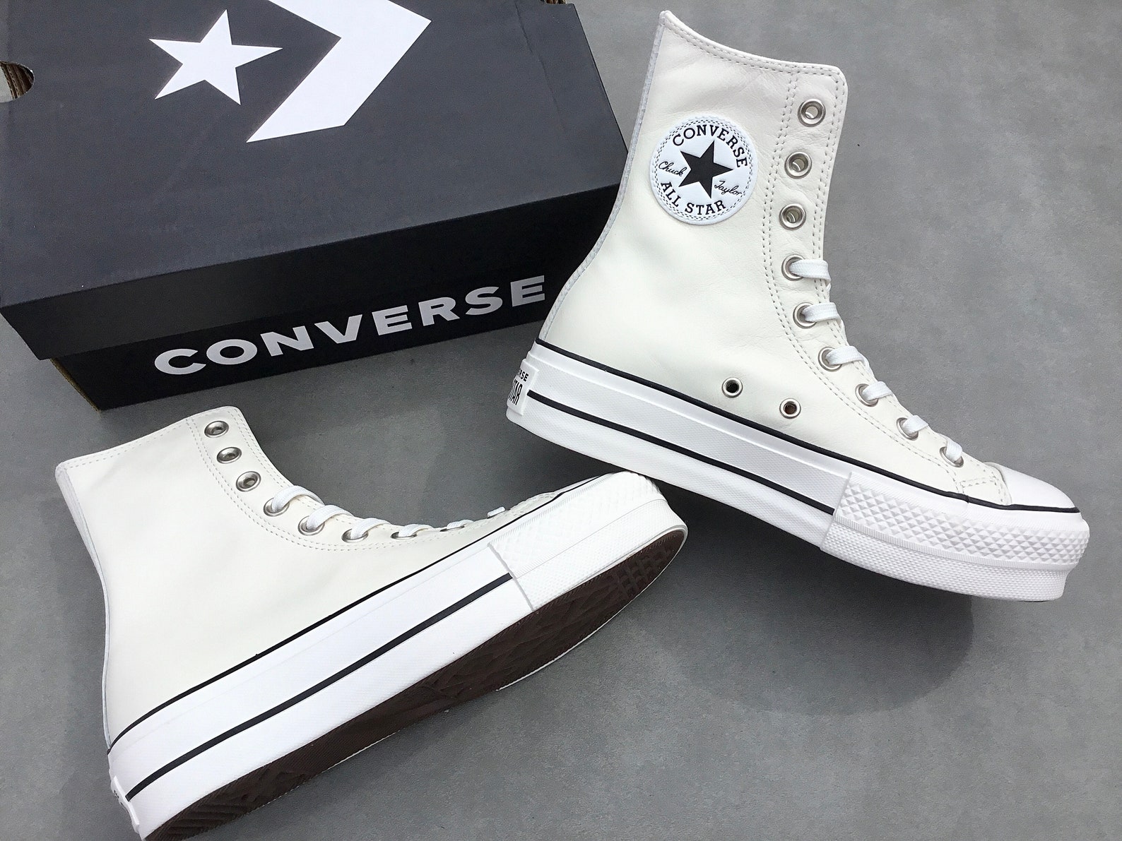 Converse White X High Top Boot Leather Platform Wedge Lift | Etsy