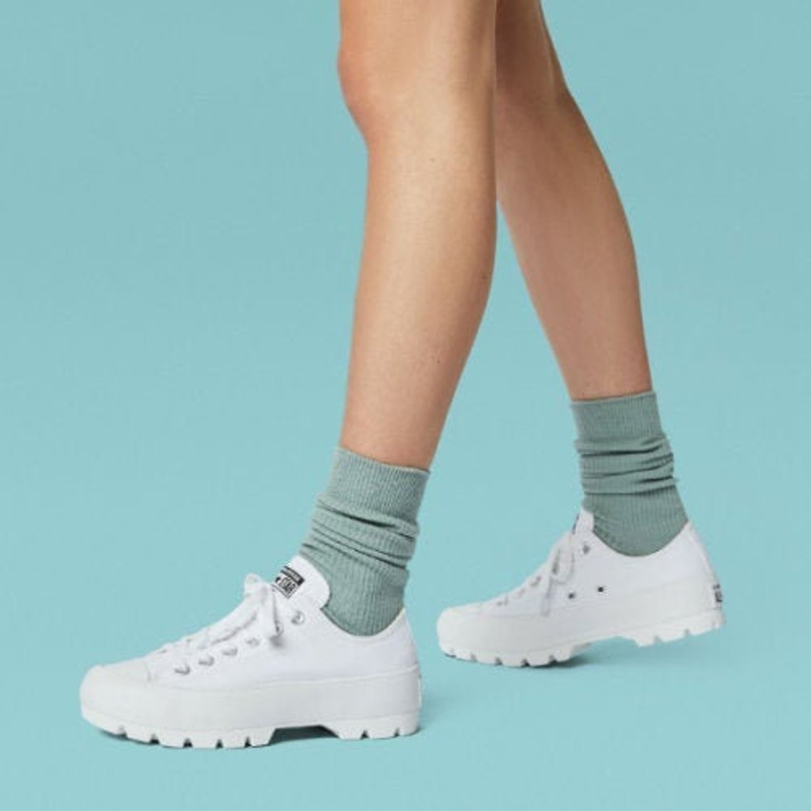 White Platform Converse Lugged Low Top Boot Canvas Wedge Club Etsy