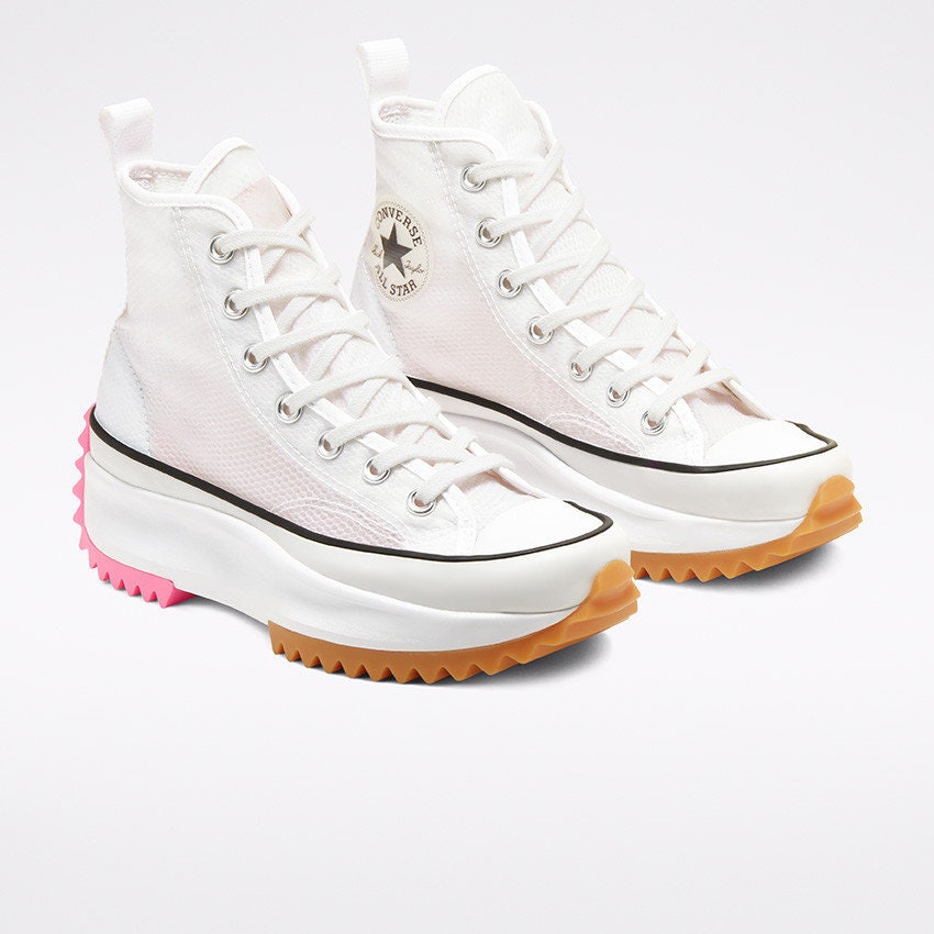 Pink Converse Run Star Hike White W 6.5 Boot Platform Mesh Wedge High ...