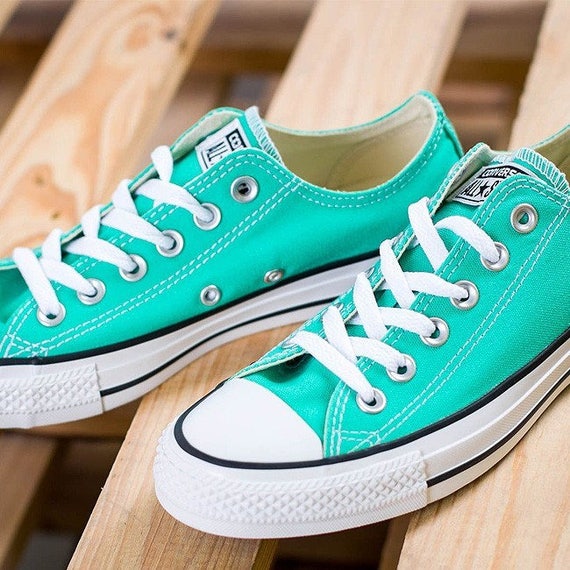 Turquoise Converse Low Top Menta Mint Green Teal Custom Bride | Etsy