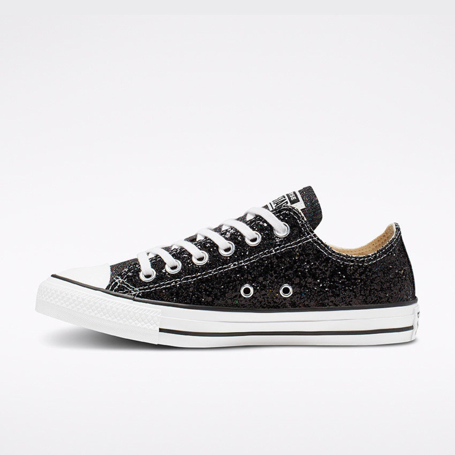 converse black glitter low tops