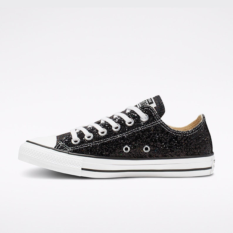 black glitter converse trainers