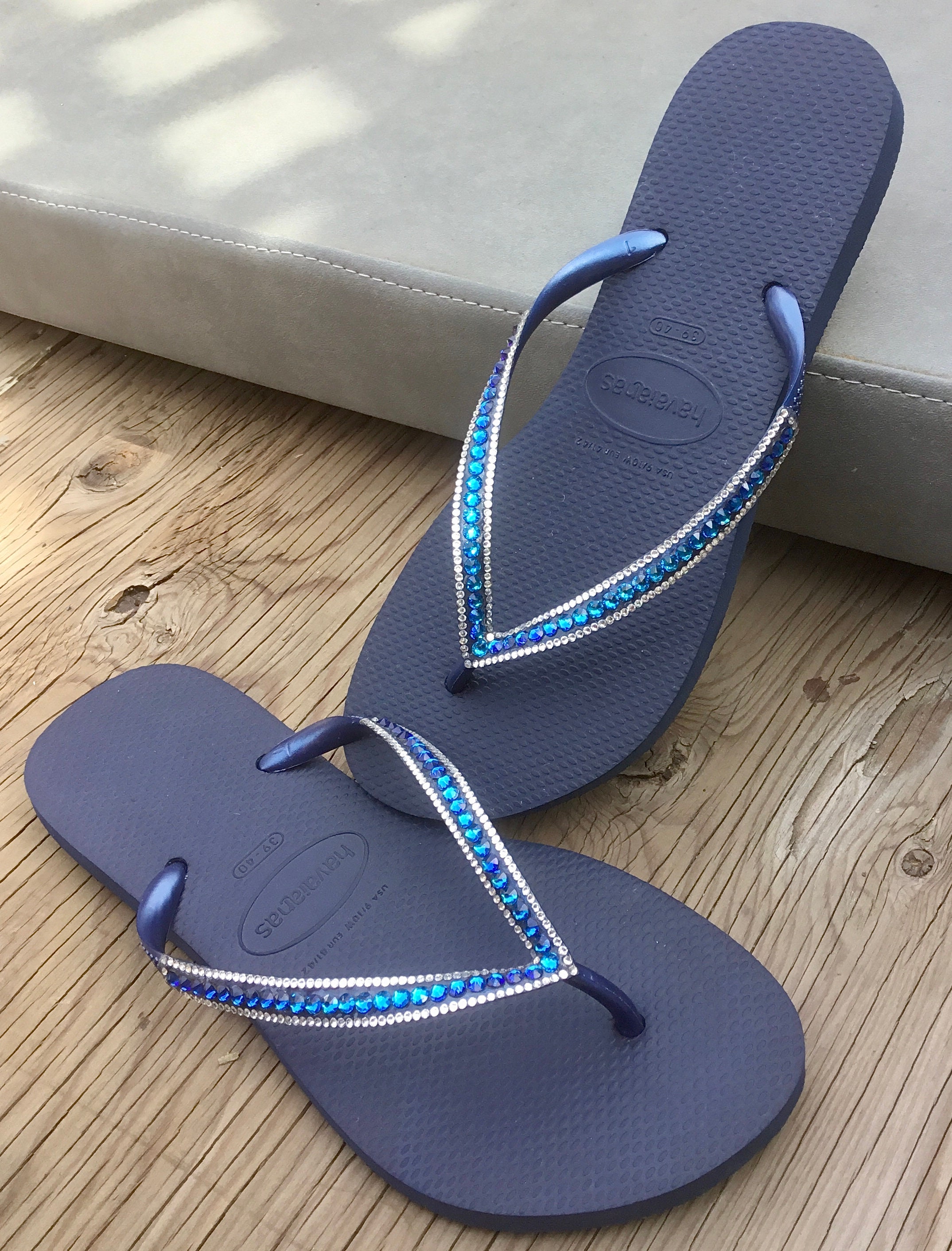 Womens Shoes Flats and flat shoes Sandals and flip-flops Havaianas Slim Nautical Flip-flop in White Navy Blue Blue 