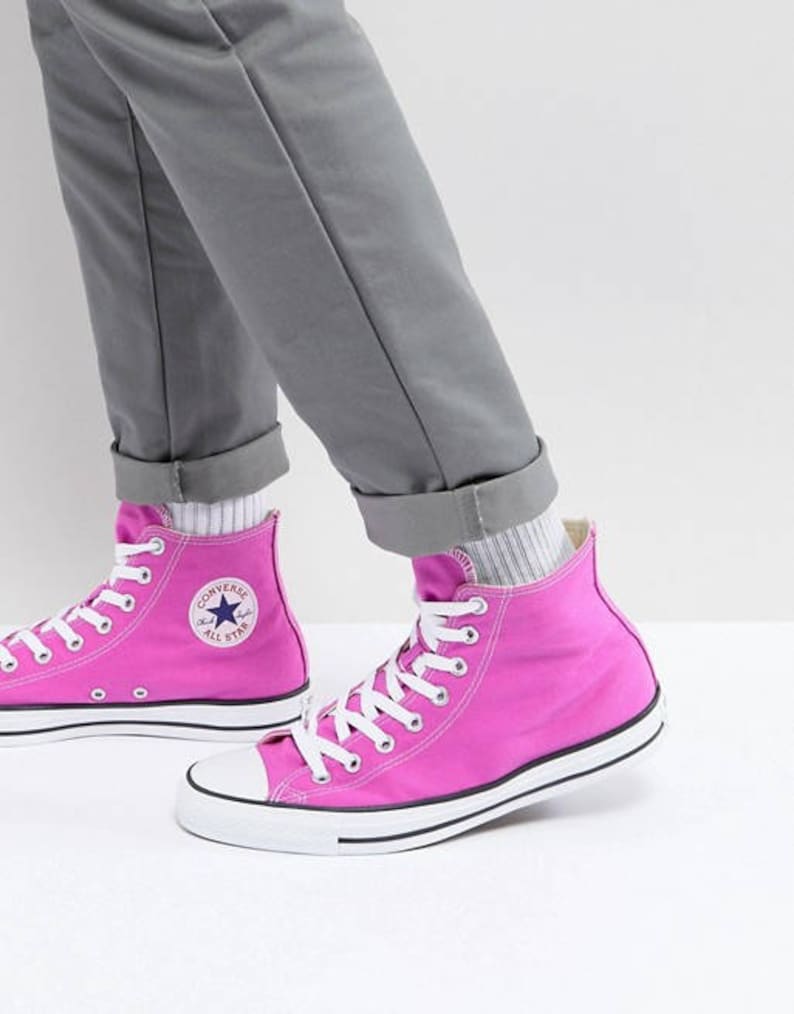 bright pink converse high tops