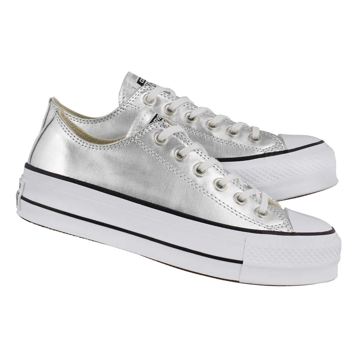 silver platform sneakers womens