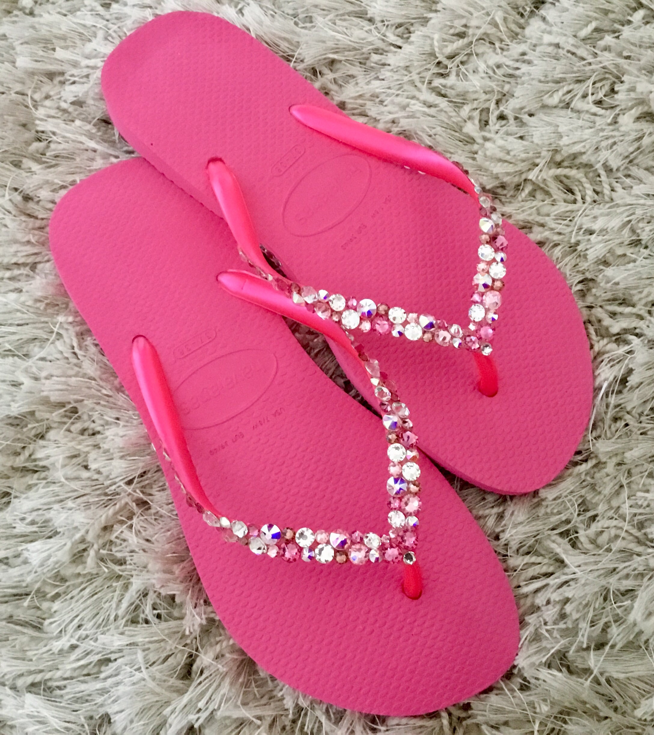 Impactante rosa Flip Flops rosa cristal claro Havaianas slim w Etsy
