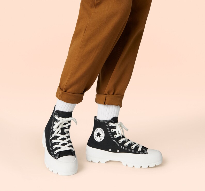 Black Platform Converse Canvas Wedge High Top Lugged Boot ...