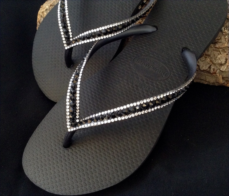black havaianas with swarovski crystals