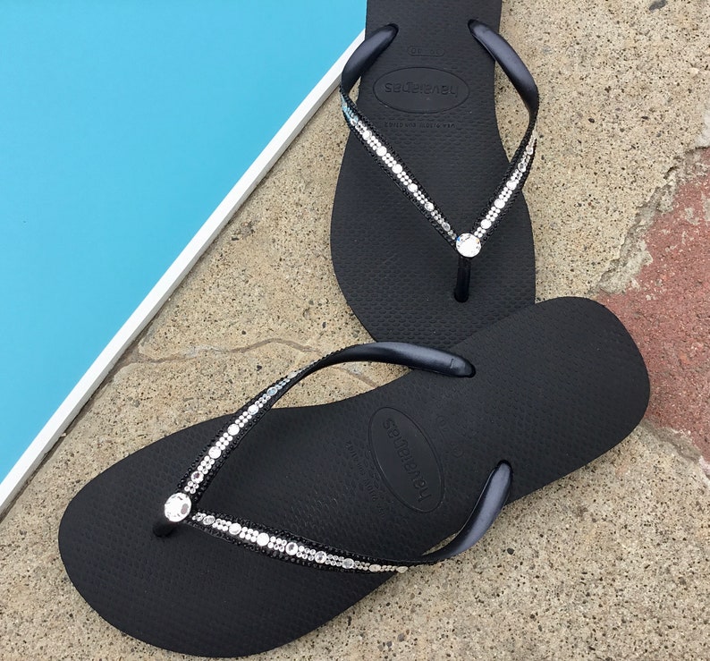 Havaianas Slim Flip Flops W/ Swarovski Bling Crystal Full Moon Etsy