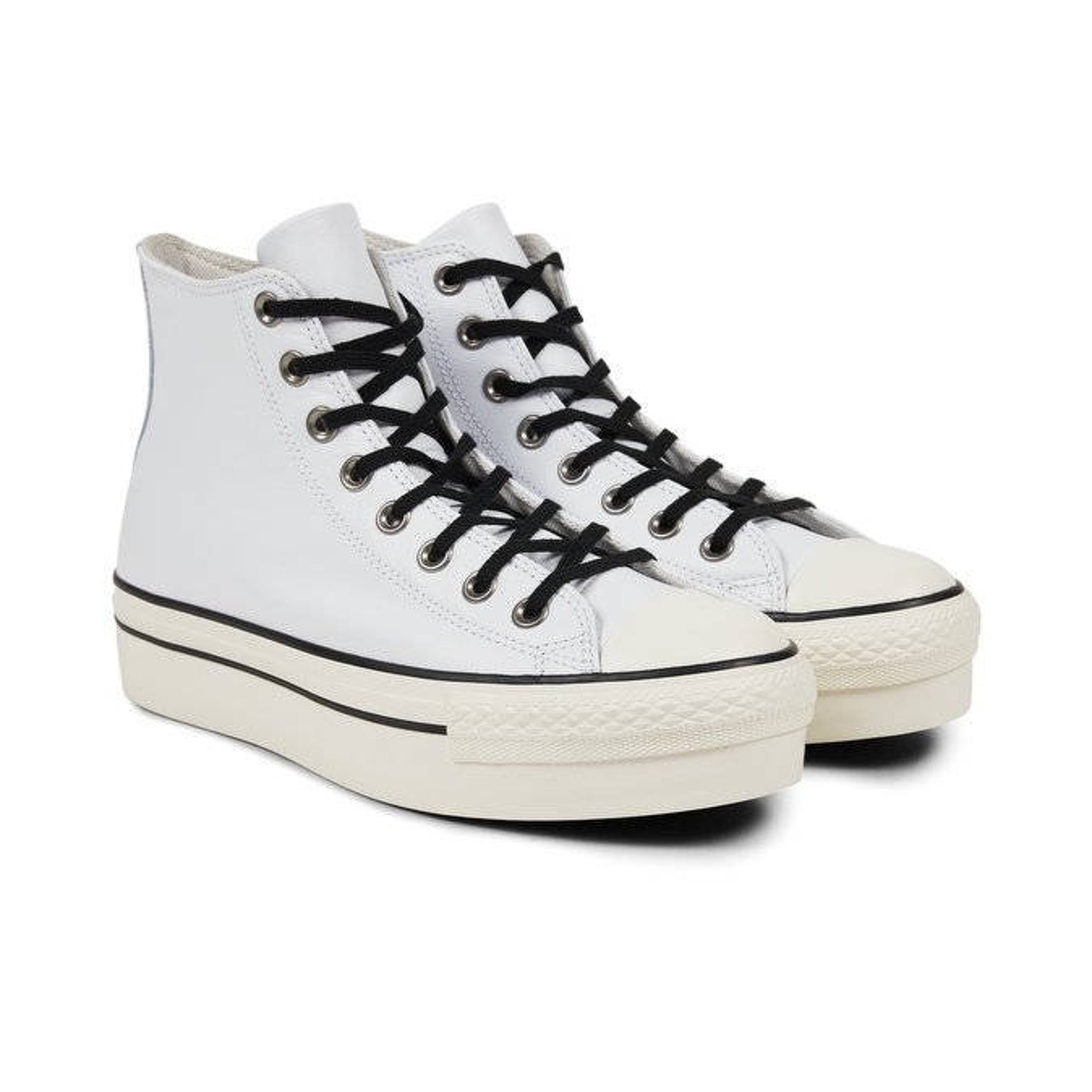 White Platform Converse leather Wedge High Boot Lux Club Kicks Etsy