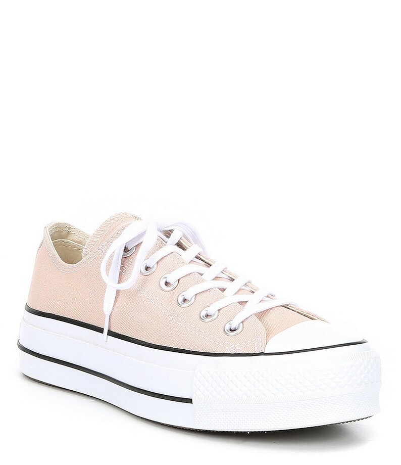Peach Beige Converse 1.5 Platform Heel White Lift Canvas Low Etsy
