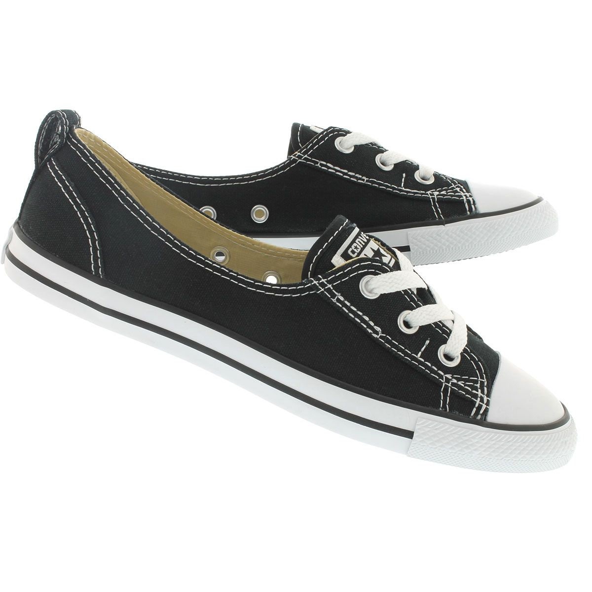 black ballet lace slip trainers