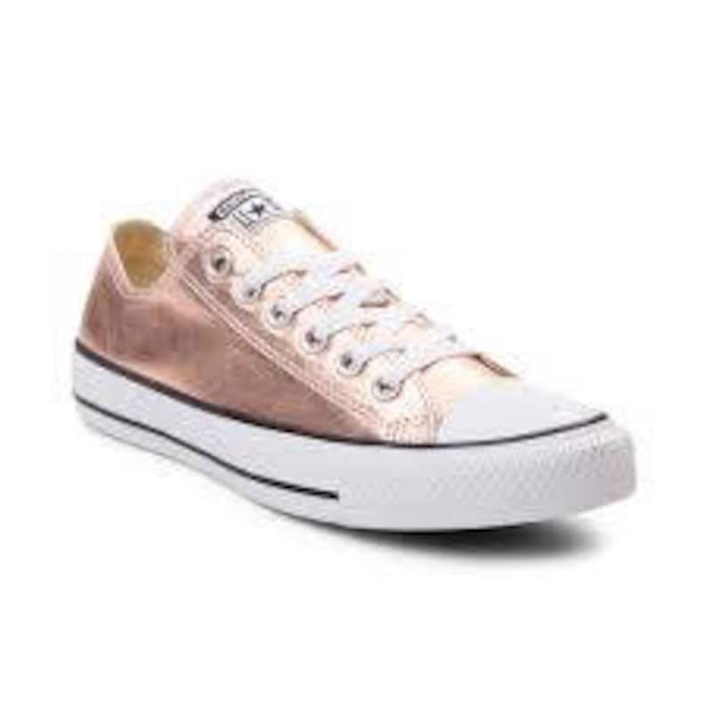 Rose Gold Converse Low Top Blush Pink Copper Metallic w/ Swarovski Crystal Wedding Chuck Taylor Rhinestone Bling All Star Sneakers Shoes Rose Gold Converse Low Top Blush Pink Copper Metallic w/ Swarovski Crystal Wedding Chuck Taylor Rhinestone Bling All Star Sneakers Shoes
