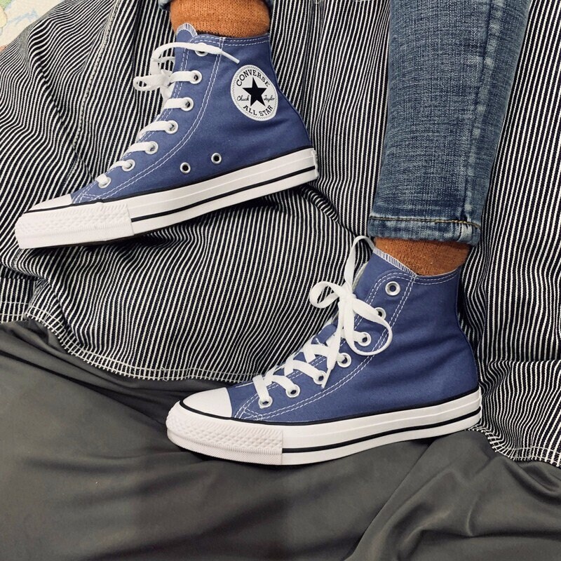 blue converse high tops mens