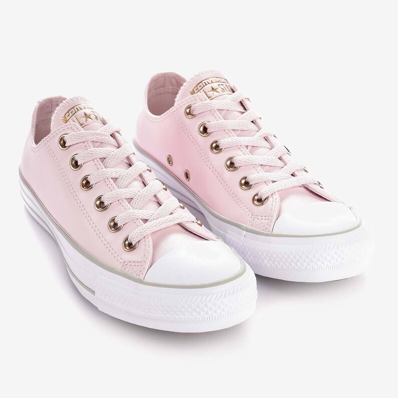 pastel pink leather converse