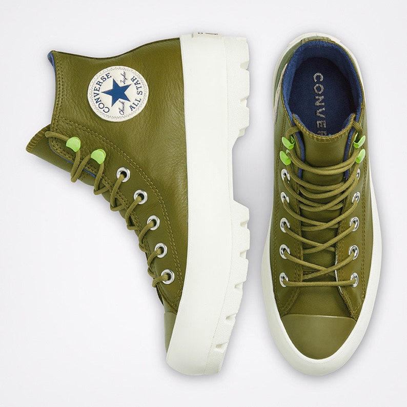 Army Green Platform Converse Leather Gor Tex Boot Wedge