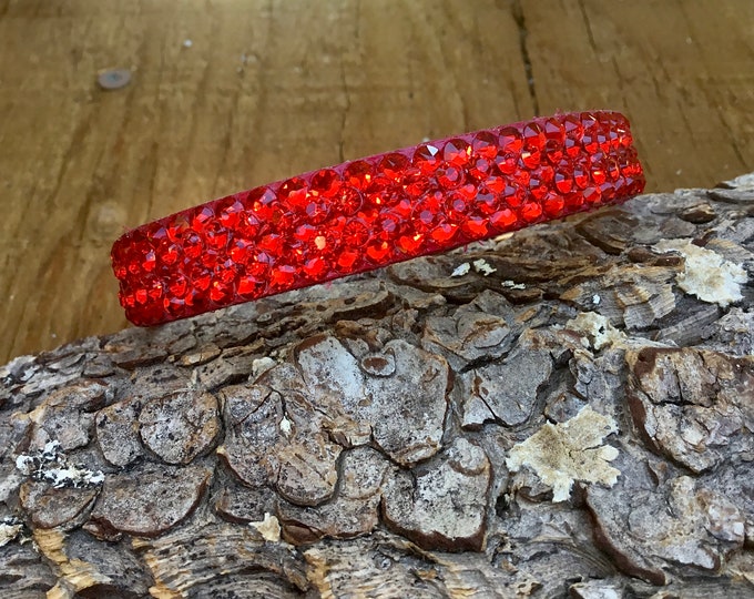 Red Leather Pet Collar 10-12" Super Bling Cherry Custom Exclusive 3D Iced w/ Swarovski Crystal Rhinestone Cat Small Dog or Breakaway Safety