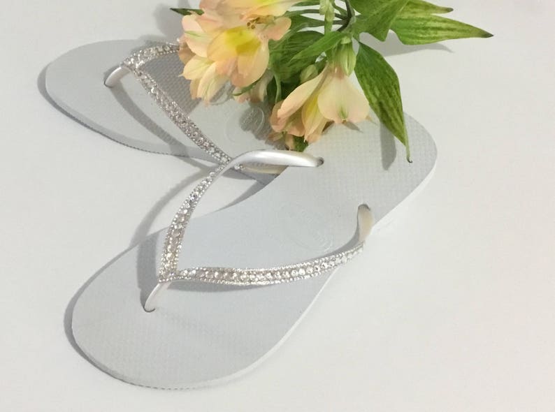 White Havaianas Flip Flops Slim Crystal Clear Ivory Moonlight | Etsy