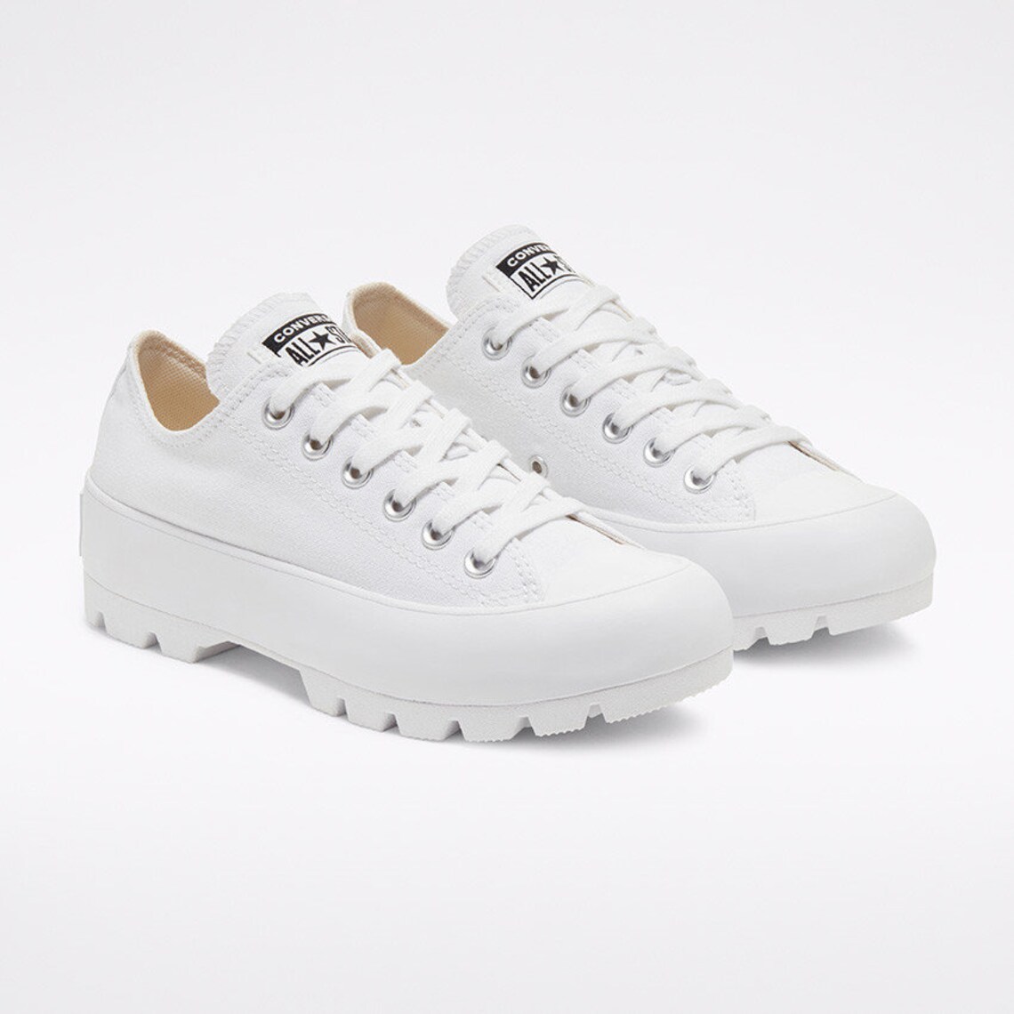 White Platform Converse Lugged Low Top Boot Canvas Wedge Club Etsy