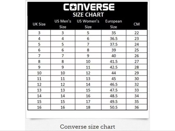 chart size converse