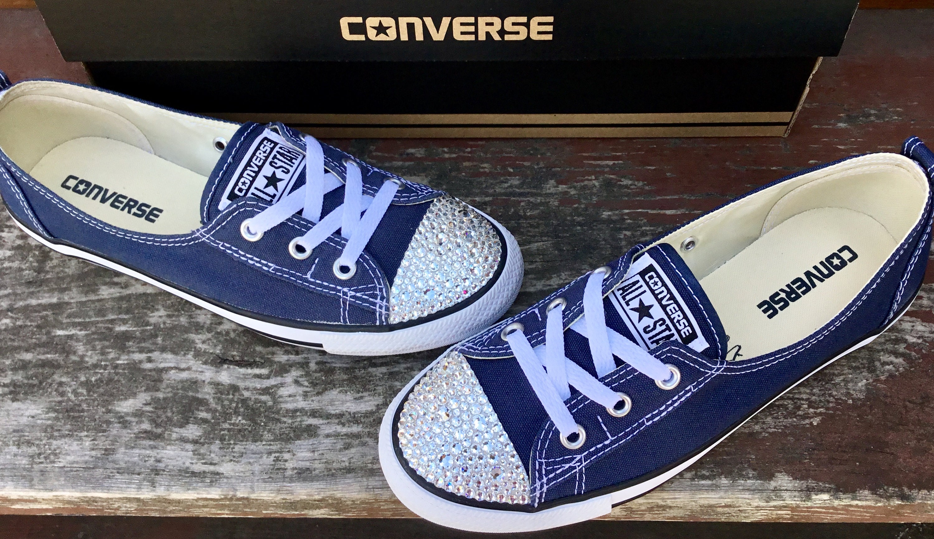 Blue Converse Slip Ons Navy Ballet Low 