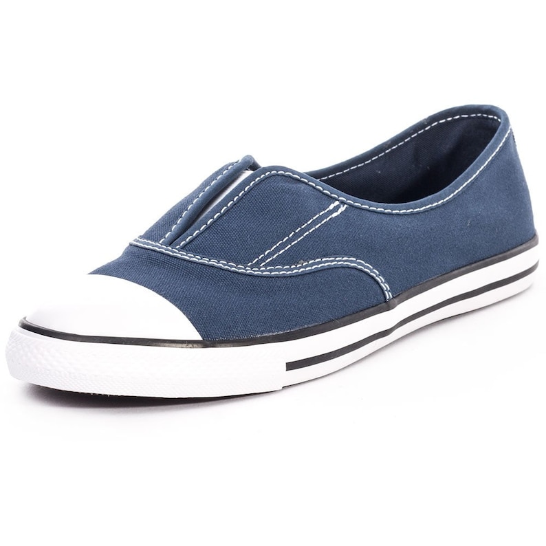 converse navy slip ons