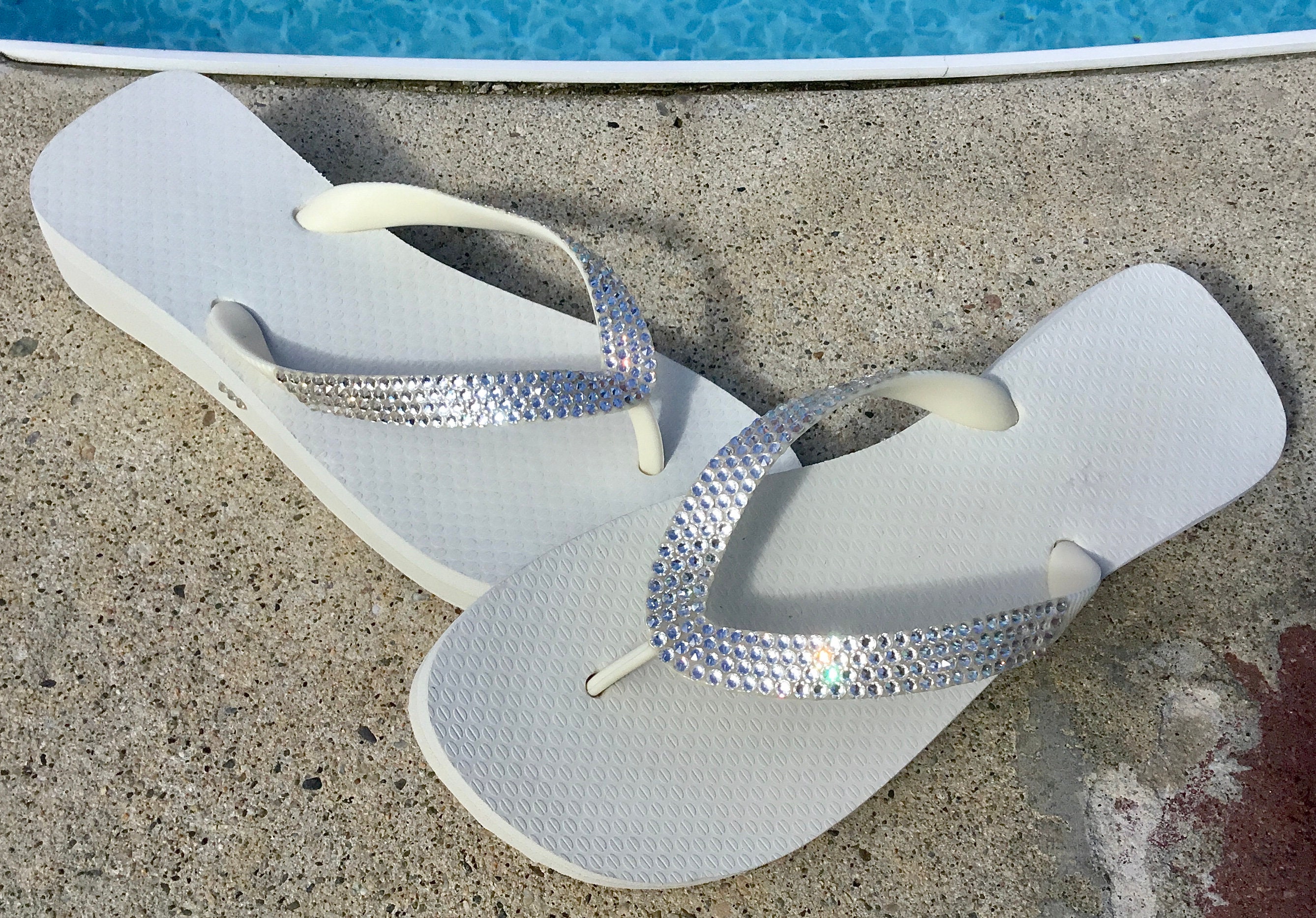 Bling Crystal Clear Flip Flops Custom 80 shades w/ Swarovski | Etsy