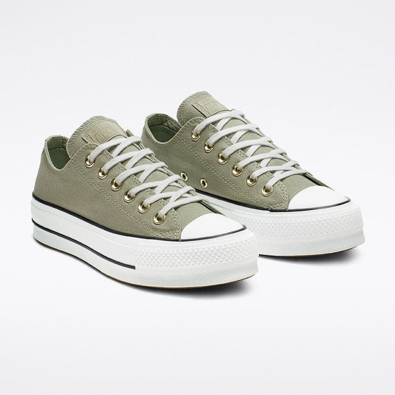 khaki green converse