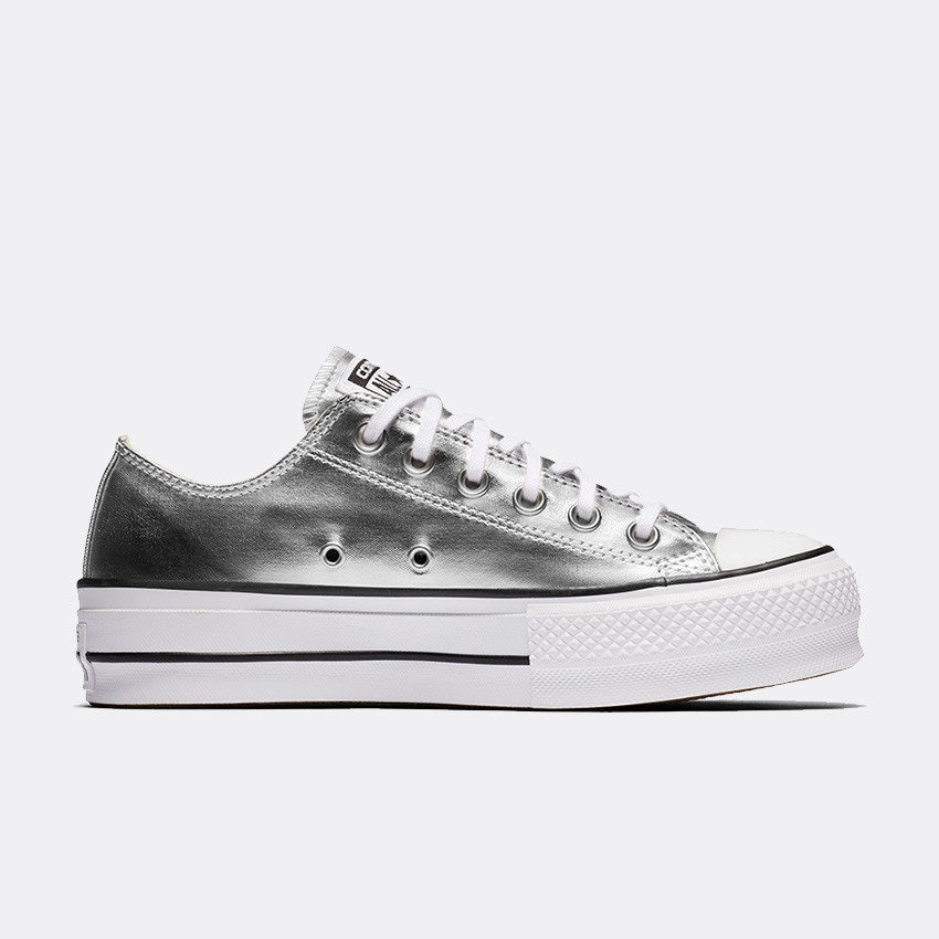 silver converse platform