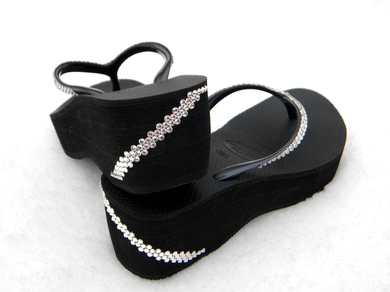 swarovski flip flops wedge