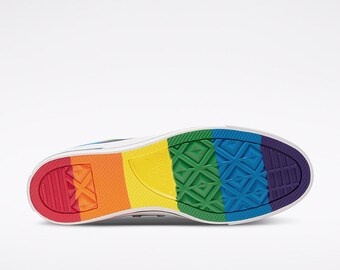 white converse with rainbow sole