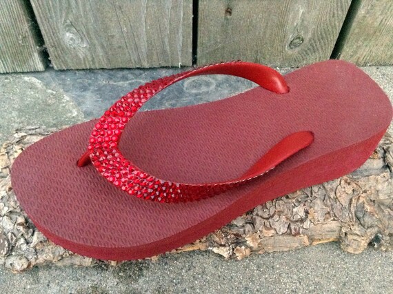 red bling flip flops