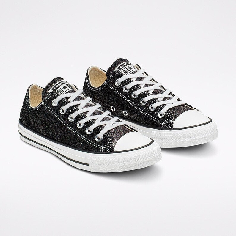 black glitter converse trainers