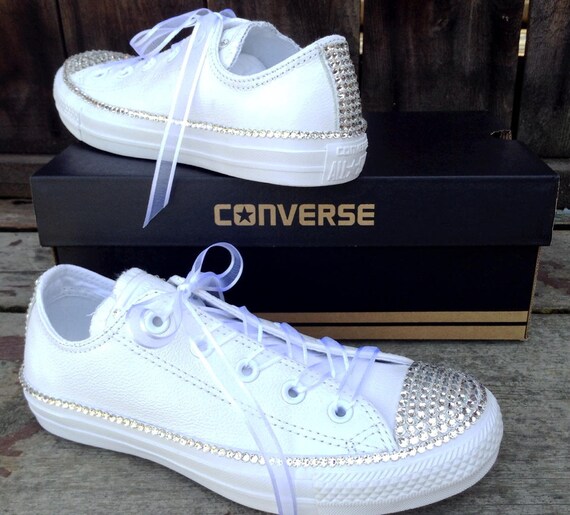 girls white leather converse
