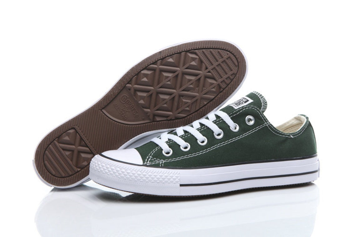 Dark Green Converse Forest Hunter Low Top Bling Custom w/ Etsy
