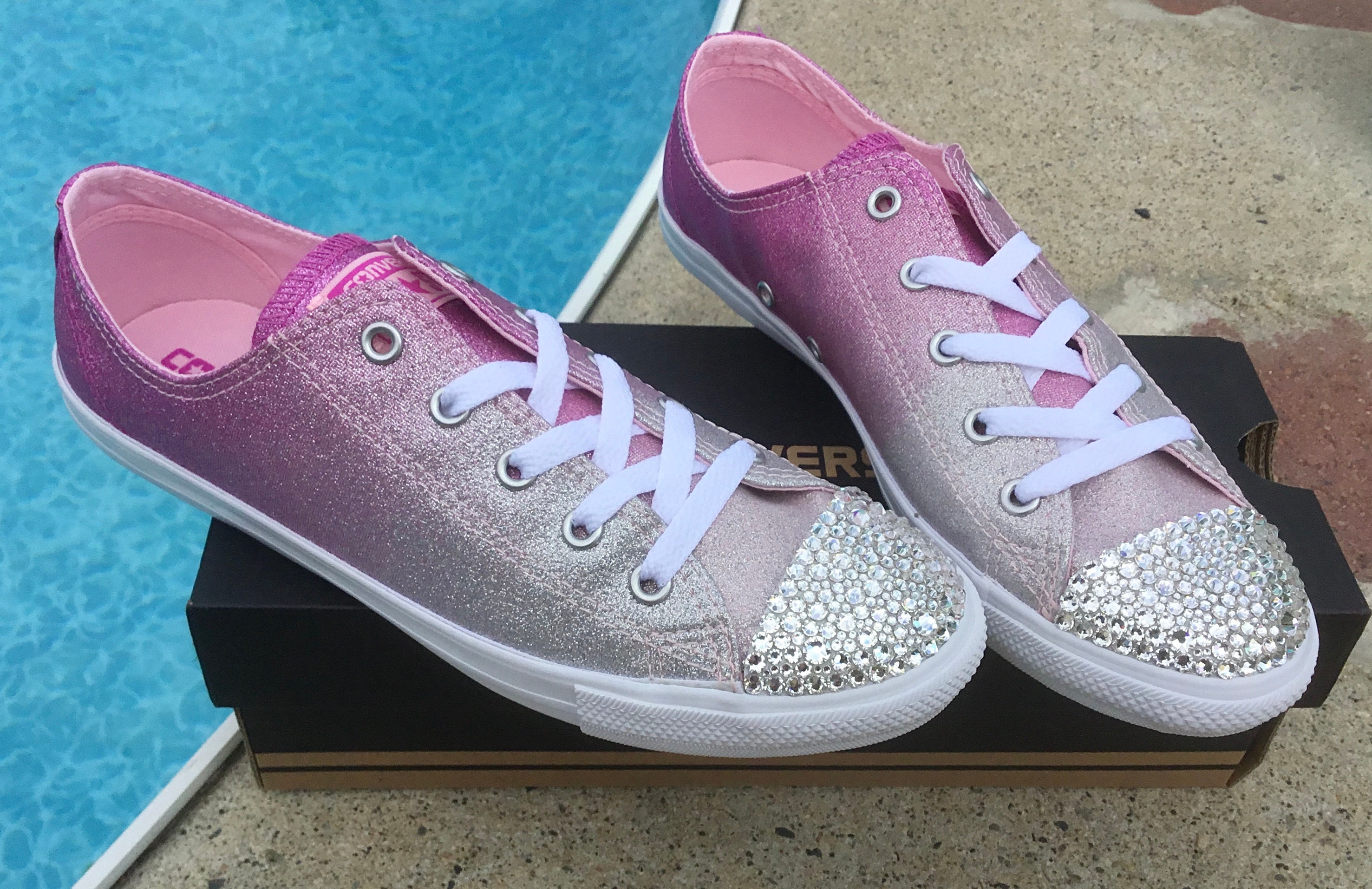Pink Converse Dainty US 5 Glitter Bling 