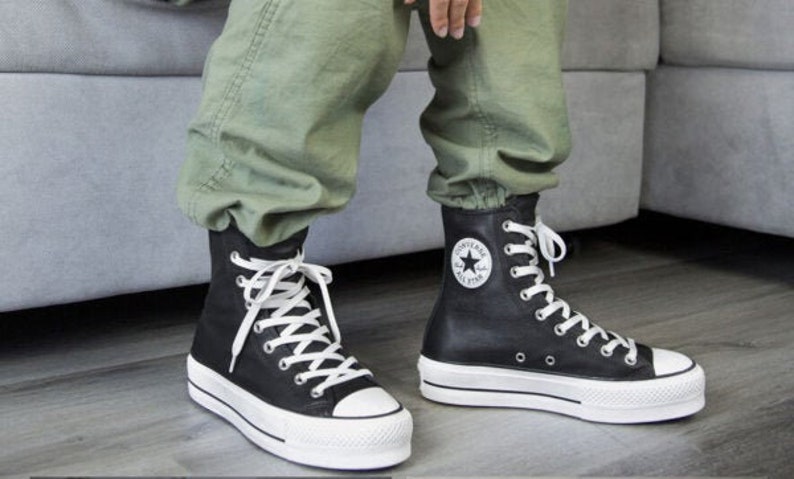leather converse high top platform