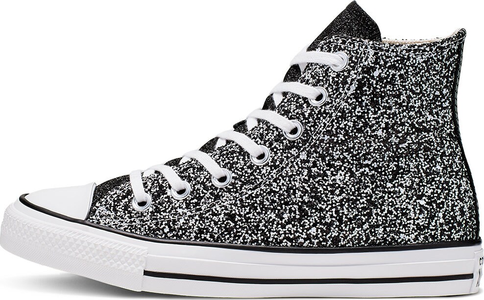 Sparkle Silver Converse Black Glitter High Top Gray Metallic Etsy