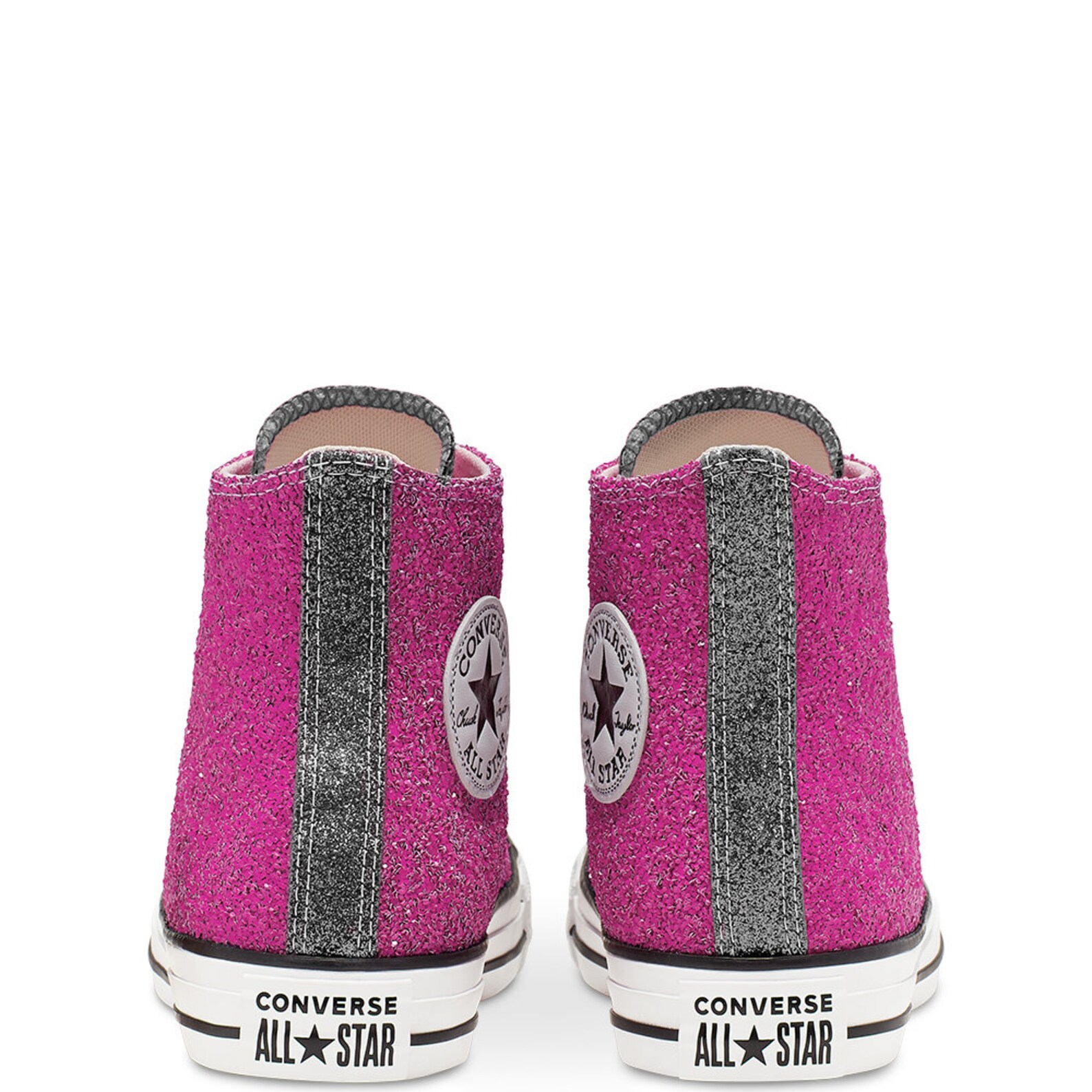 Pink Glitter Converse High Top Black Silver Metallic Chuck Etsy